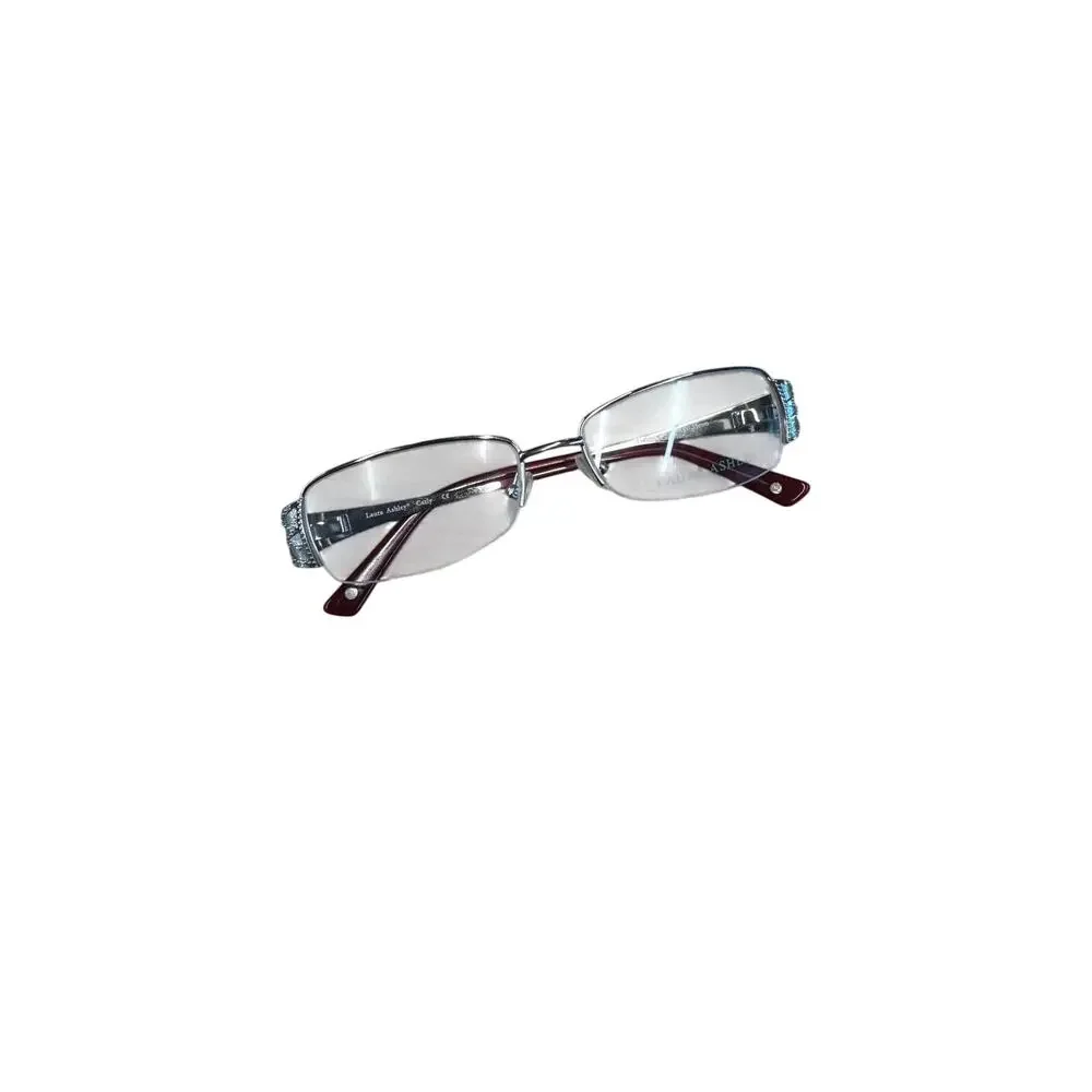 NEW Deadstock Laura Ashley Carly Platinum office siren Y2k rectangular Glasses